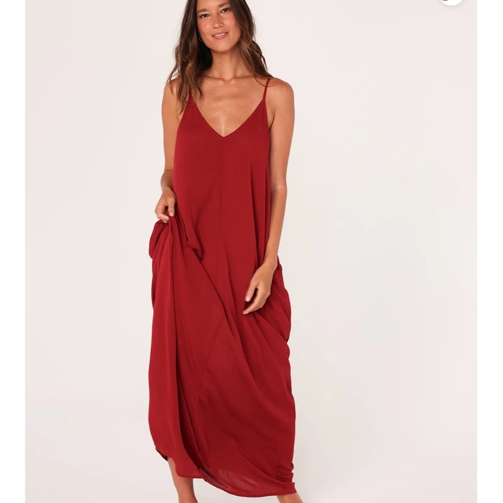 NWOT LOVESTITCH Weekend Mila Maxi Dress Merlot Flowy Beach Vacation‎ Fairycore